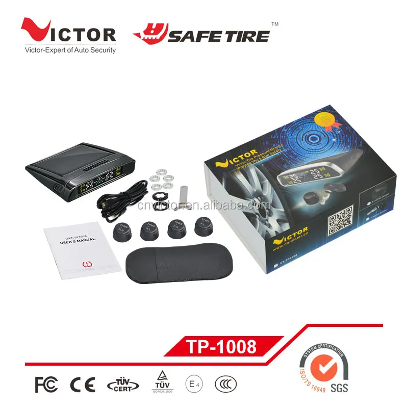 Solar Charged TPMS 4 tires pressure tire pressure digital monitoring sensor LCD display with external valve cap sensor