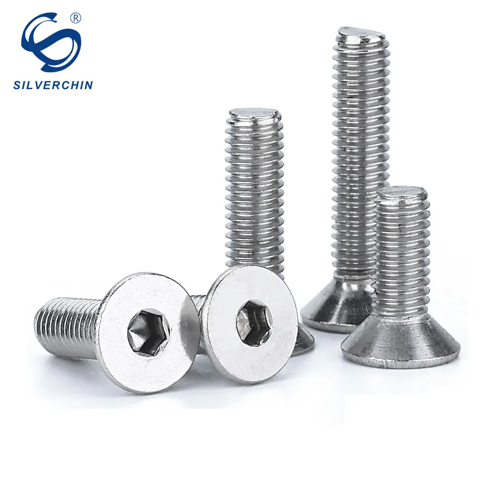 Aluminium accessories flat Head Bolts A2-70 A4-80 hexagon socket countersunk bolt