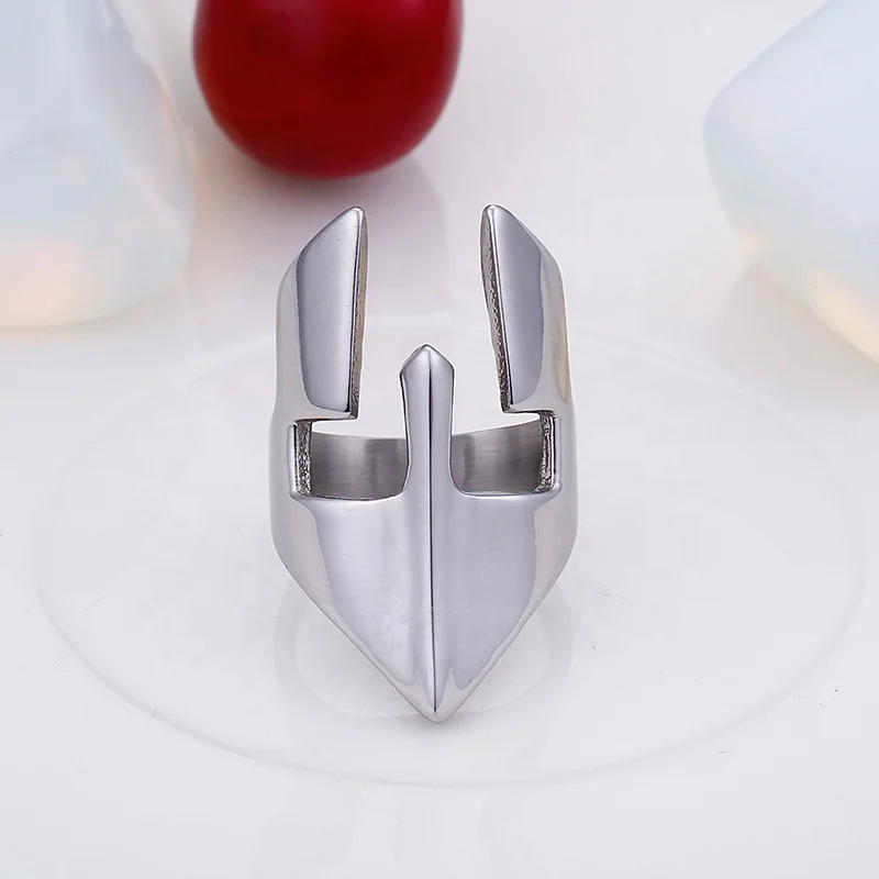 New Design Spartan Warrior Mask 316L Stainless Steel Men Rings