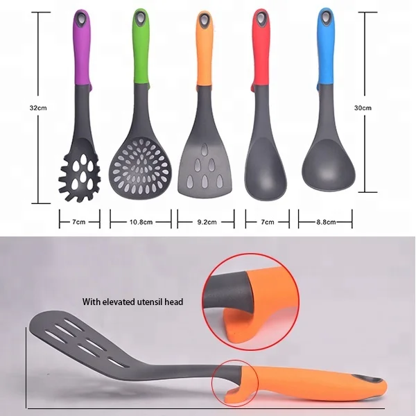 11 Piece Colorful Kitchen Knife and Nylon Cooking Utensil Set With Rotating Stand l China Factory Kitchenware