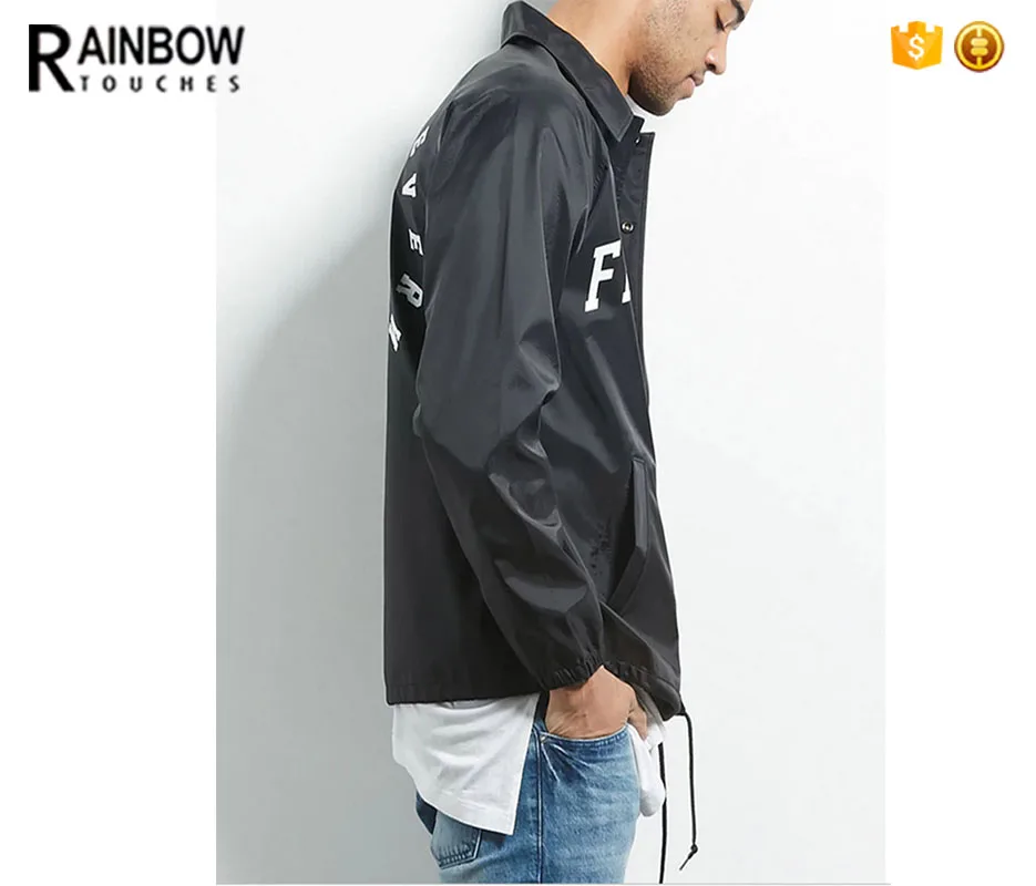 New Mens Printed Words Front Nylon Windbreaker Coaches Jacket