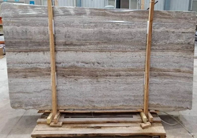 Best vein cut stone slab price pavers dark grey silver travertine