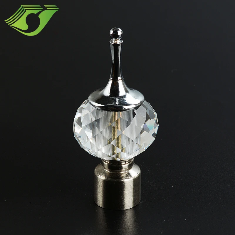 D0064 wholesale various kinds of decorative curtain rod sets with curtain end cover glass drapery finials for window