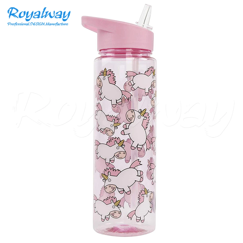 Portable Leak Proof Kids Sport Water Bottle Reusable Plastic Juice Bottle with One Click Flip Lid