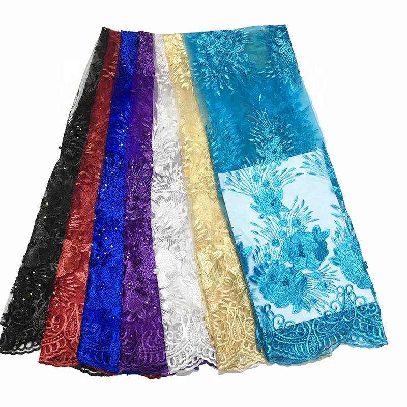 ghana bestway mesh african embroidered royal blue lace fabric