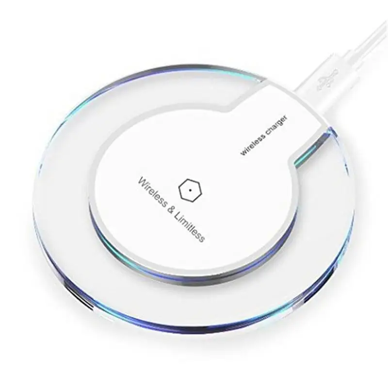 
New Ultra-Thin Crystal K9 Wireless Charger For iphone X Mobile Phone Qi Fast Charge Wireless Charging Base Transmitter Round 