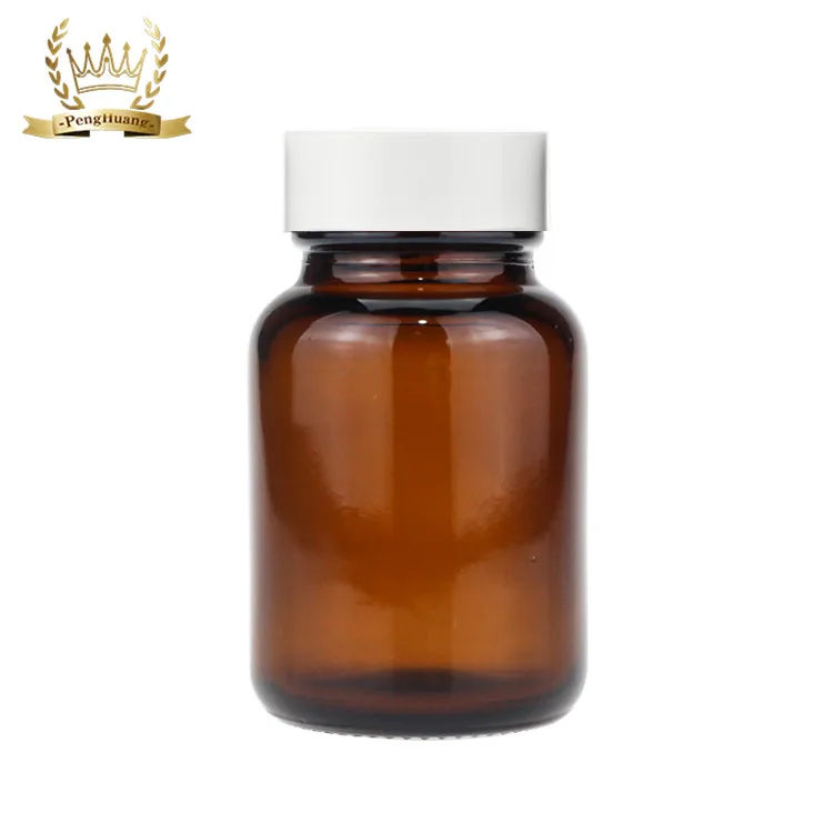 
Wholesale 60ml Amber Vitamin Medicine Wide Mouth Glass Bottle for Tablet Pill Capsule Packaging 