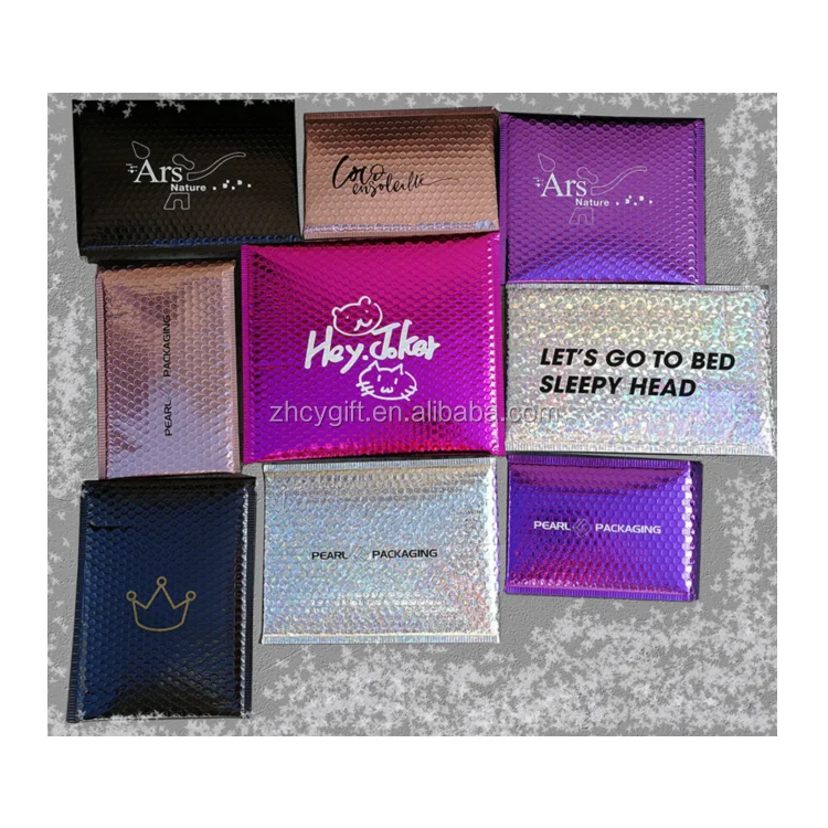 Custom Print Rose Gold Bubble Envelope Hot Pink Bubble Mailer Metallic Bubble Envelope Express Mailer Bag