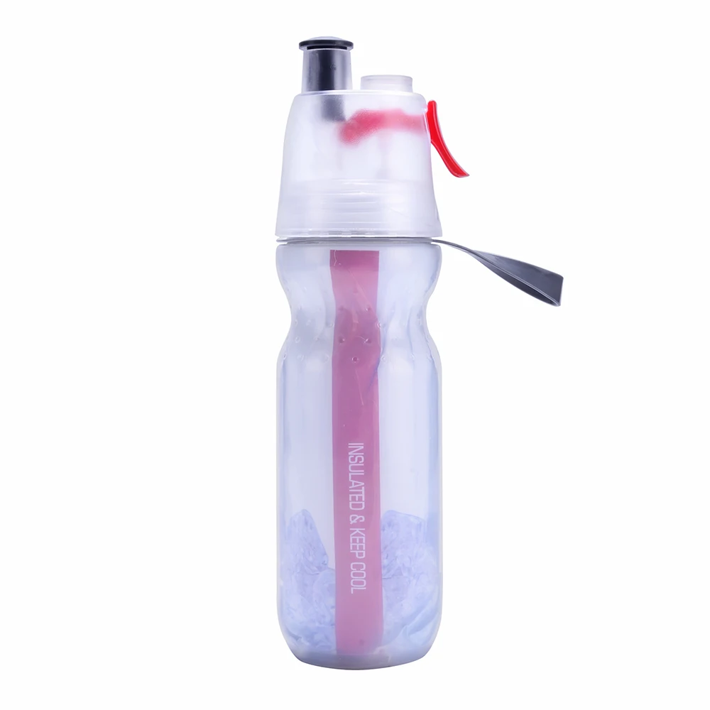 Muti Wall Self Cooling Bpa Free PE Plastic Sports Sip and Mist Spray Water Bottle Wholesale
