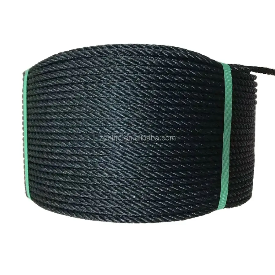High Tenacity Nylon Multifilament Rope Black 3 Strands Nylon Twisted Rope