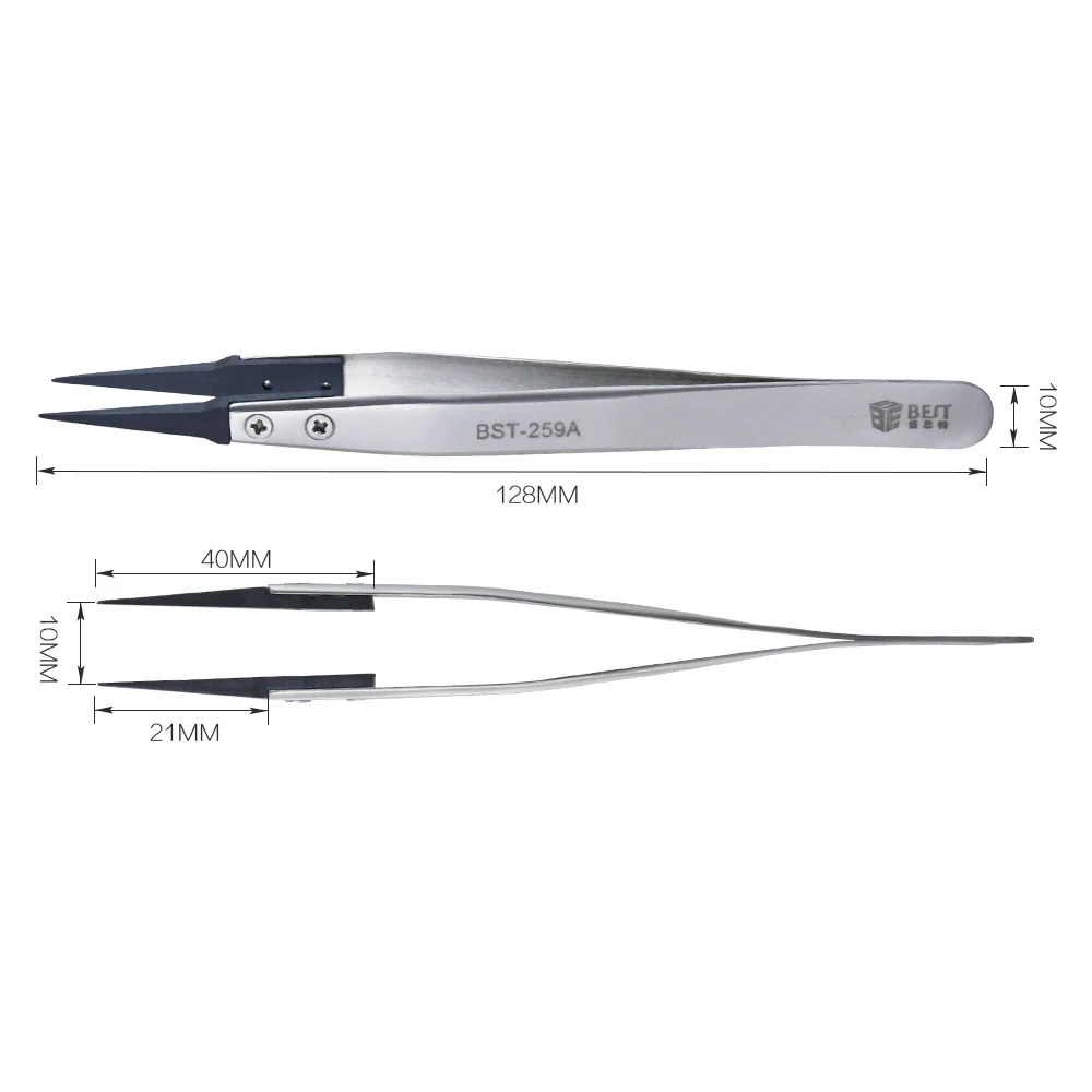 BEST-259A ESD replaceable plastic tipped tweezers for electronic repair