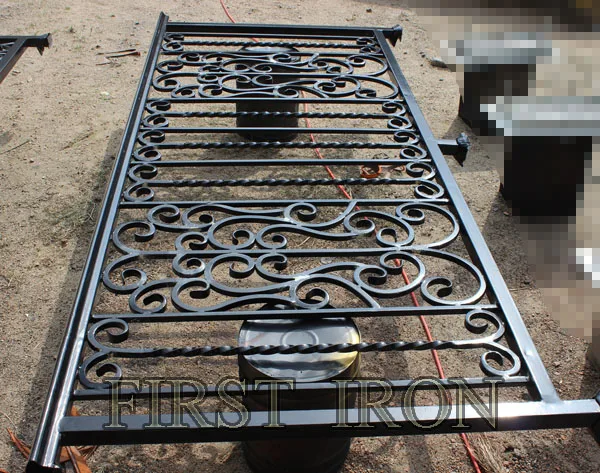 Artistic wrought iron exterior balcony railings, forged iron window grill railings