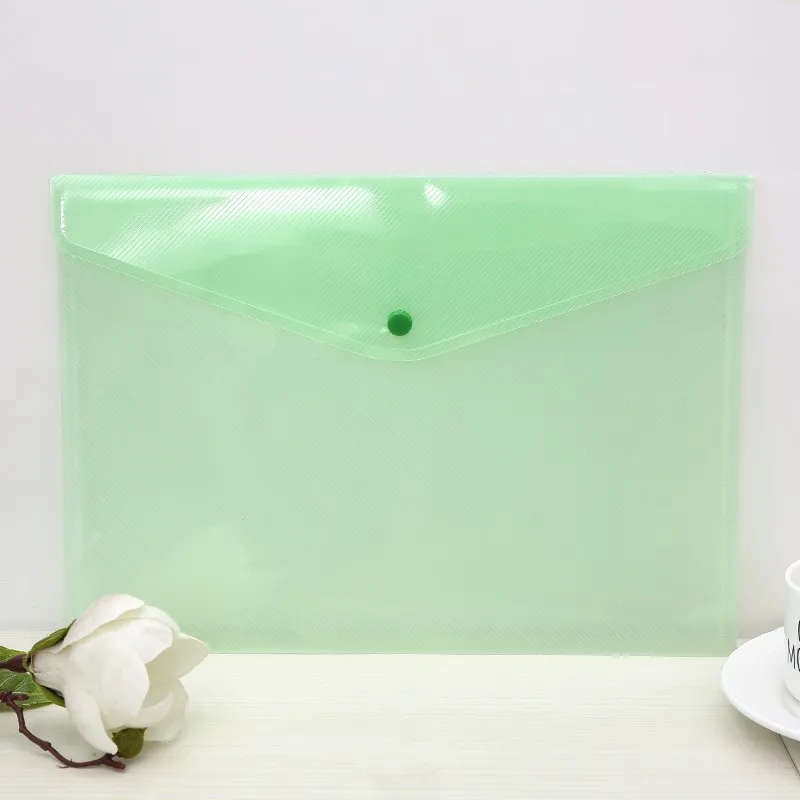 colorful transparent smart clear bag file bag pocket file holder with snap button