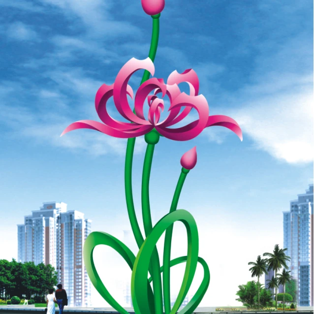 
Современная известная скульптура в виде цветка лотоса из нержавеющей стали для украшения сада 