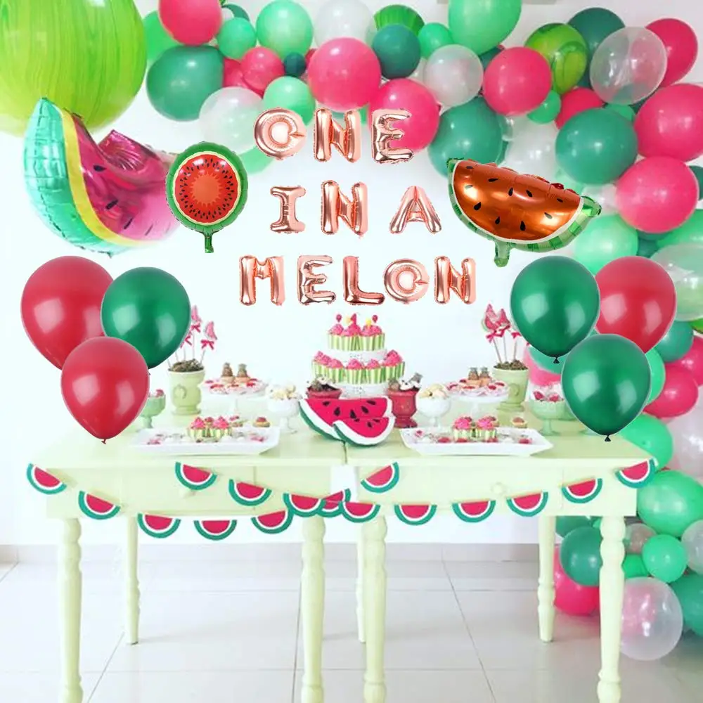 Set of 13 Rose God One in a Melon Balloons Watermelon Balloon One In A Melon Party Decoration Watermelon First Birthday Balloons