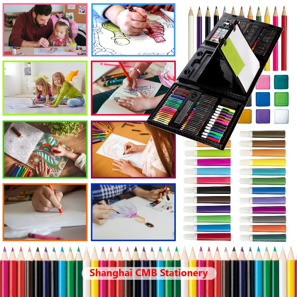 
179 Piece Double Sided Trifold Easel Kids Drawing Art Set 