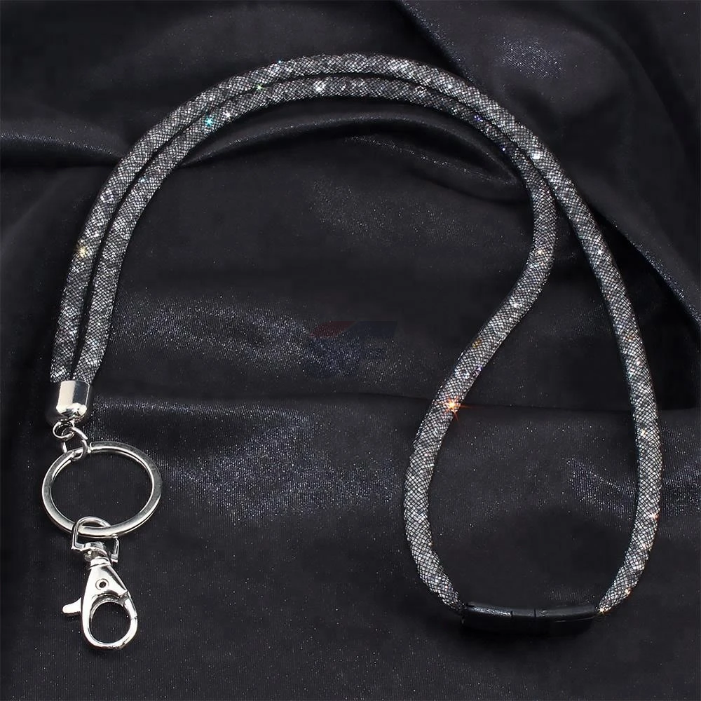 Hot selling wholesale diamond crystal rhinestone badge lanyards