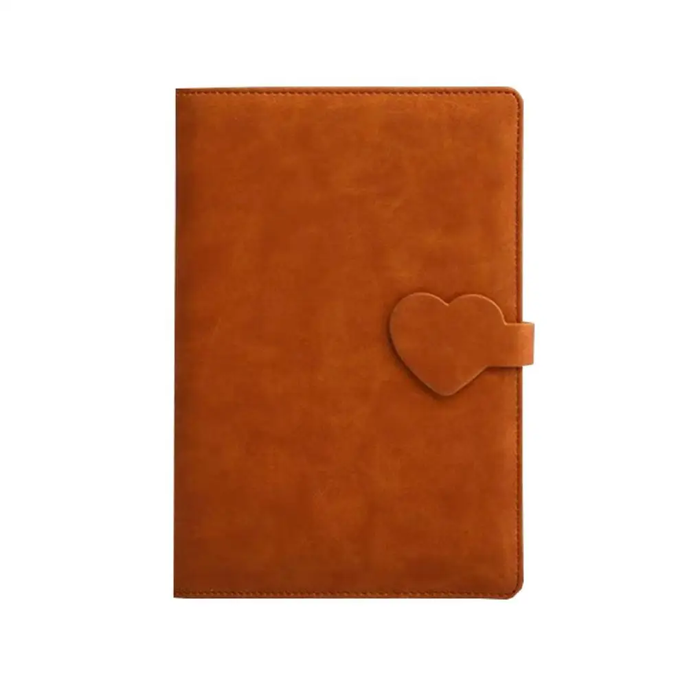 Creative hard cover a5 planner custom logo cheap notepad journal pu leather diary cover Heart-shaped buckle notebook