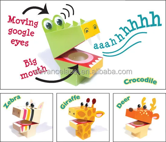 Wholesale Price Custom Design Paper Finger Puppet making kit Safari Educational Toys DIY art craft Role Play