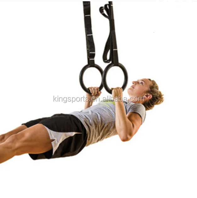 WOODEN GYM RING WITH STRAPS