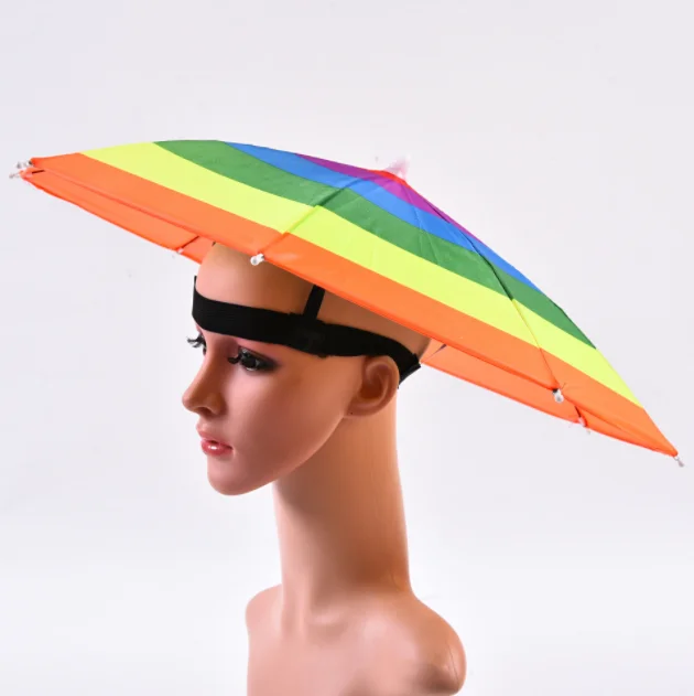 Small cheap promotional rainbow hat umbrella
