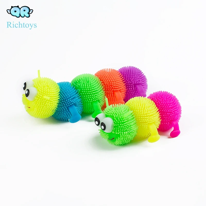 Promotional LED light TPR material puffer worm ball