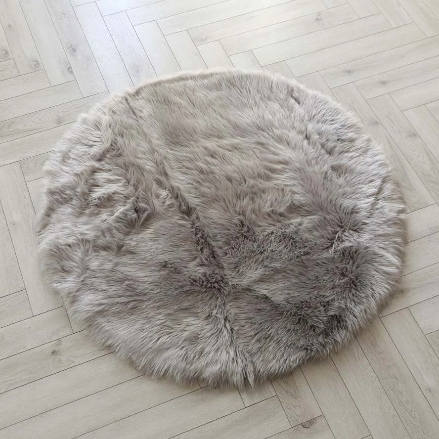 90cm Circle Simple Delicate Living room faux fur Rug Shaggy Carpet