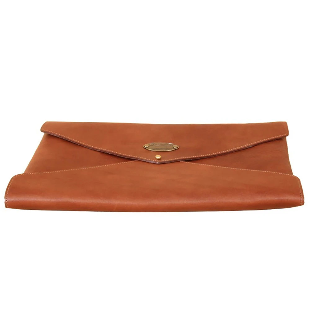 Zippered leather Document Holder with Interior Pocket for Tablet brown folder