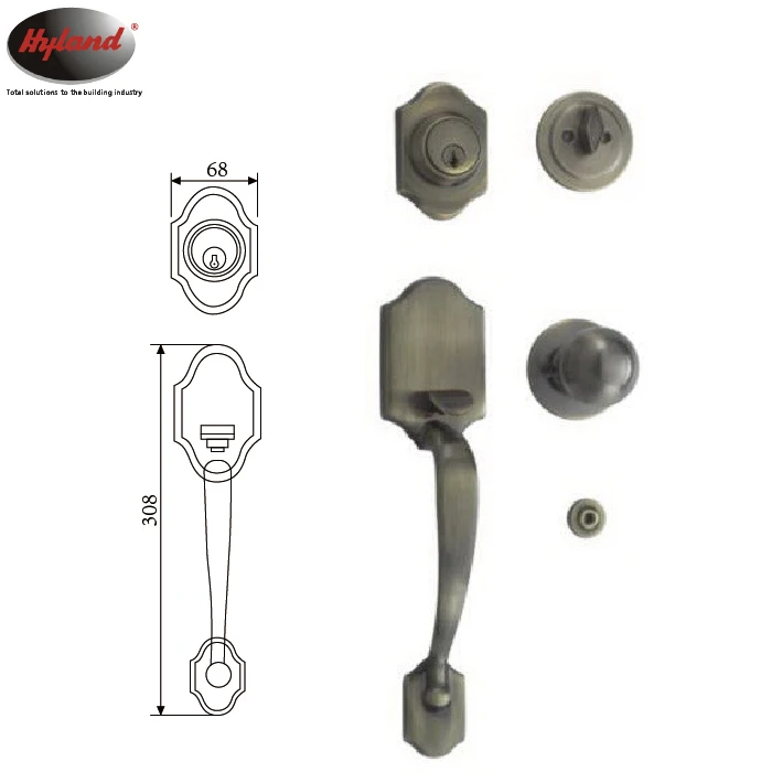 Deadbolt gate Door  lock, Zinc Alloy residential grip handle lock Set ANSI STANDARD , 70610 AB
