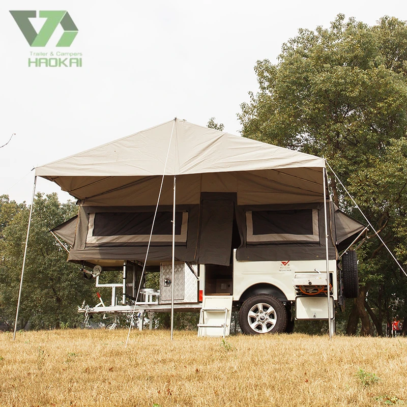 New Design Family 2-3 People Travel Camper Folding Trailer With Kitchen