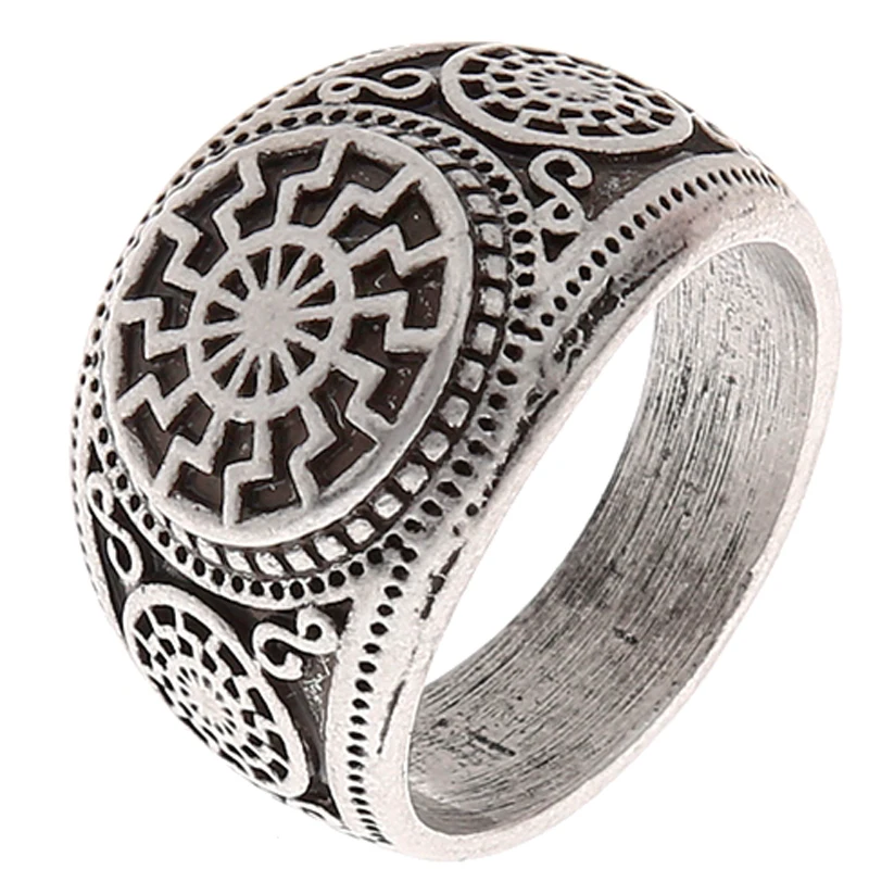 Wholesale Men Nordic Pagan Helm of Awe Aegishjalmur Viking Magic Runic Amulet Ring