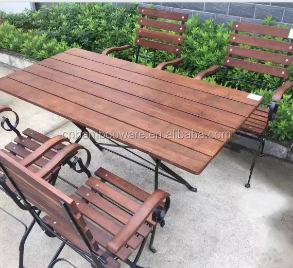 New Outdoor Furniture Classical Bamboo Cafe Table Chair For Garden Shop