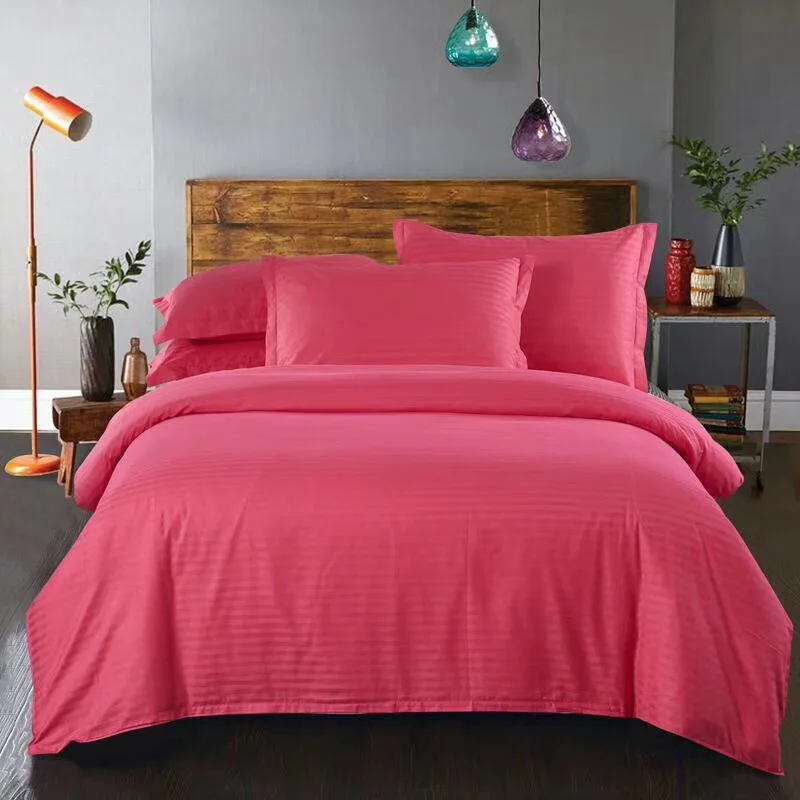 50% polyester 50% cotton 40*40s 110*90 satin stripe hotel bedlinen quilt cover fittedsheet bedding set