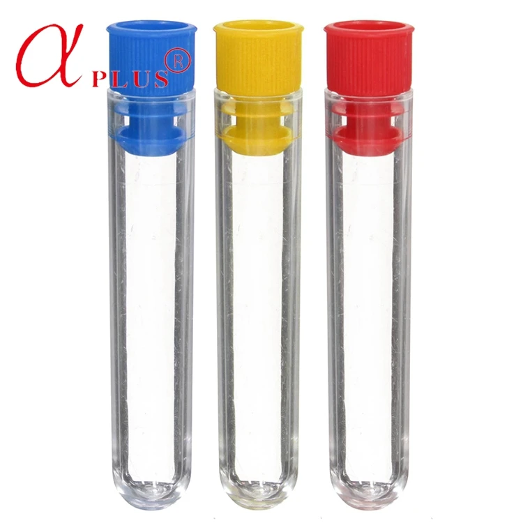Lab clear plastic test tubes with screw caps