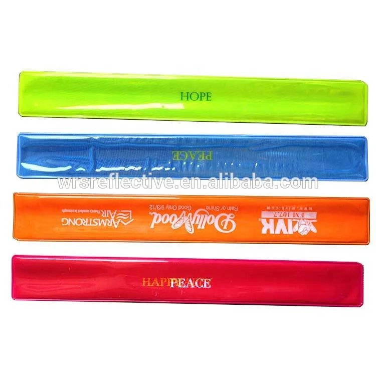 
promotion products high visibility pvc fleece backing reflective slap wrist strap bracelet reflex wrap reflector band for sale <span style=