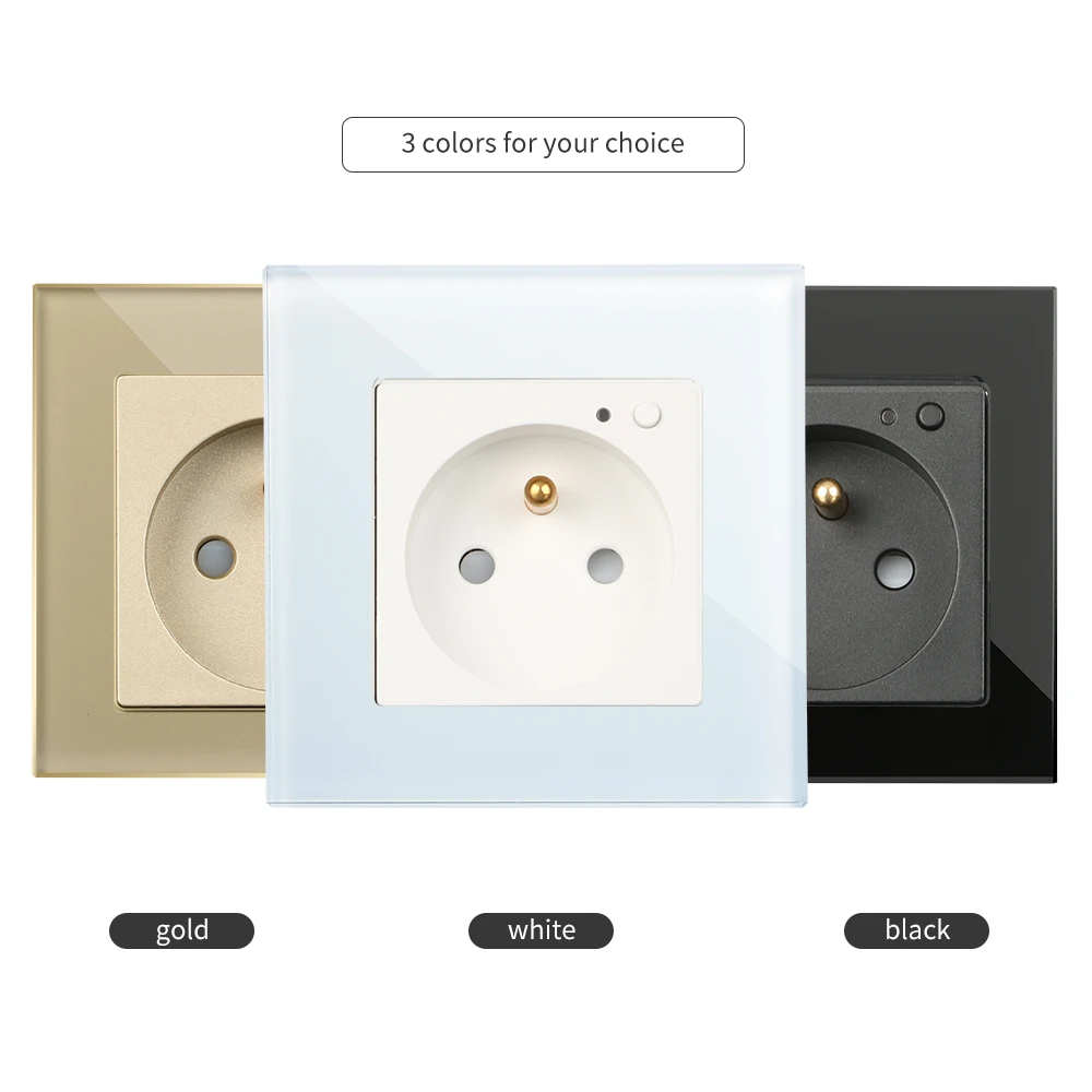 Bingpelec FR Standard smart life 16A schuko socket  wifi power Wall  plugs socket with on off small button