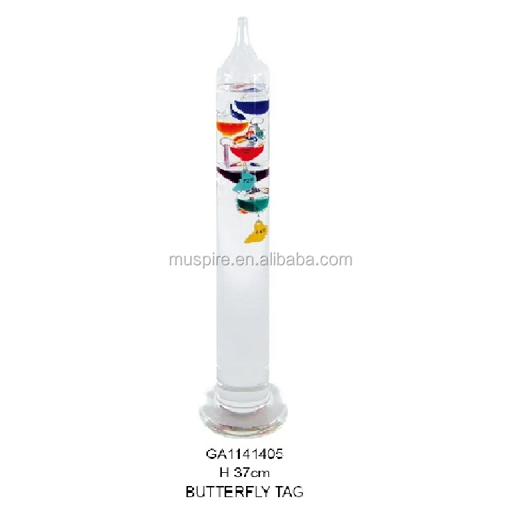 
H28cm 5 balls multiple sizes clear glass Home Indoor Decoration buoyancy Physics Experiment kits Liquid Galileo Thermometer 