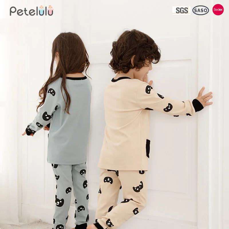 Customized Wholesale High Quality O-Neck Sleepwear Homewear Kids Bear Design Clothing Sets Baby Cotton Pajamas For Boys Girls