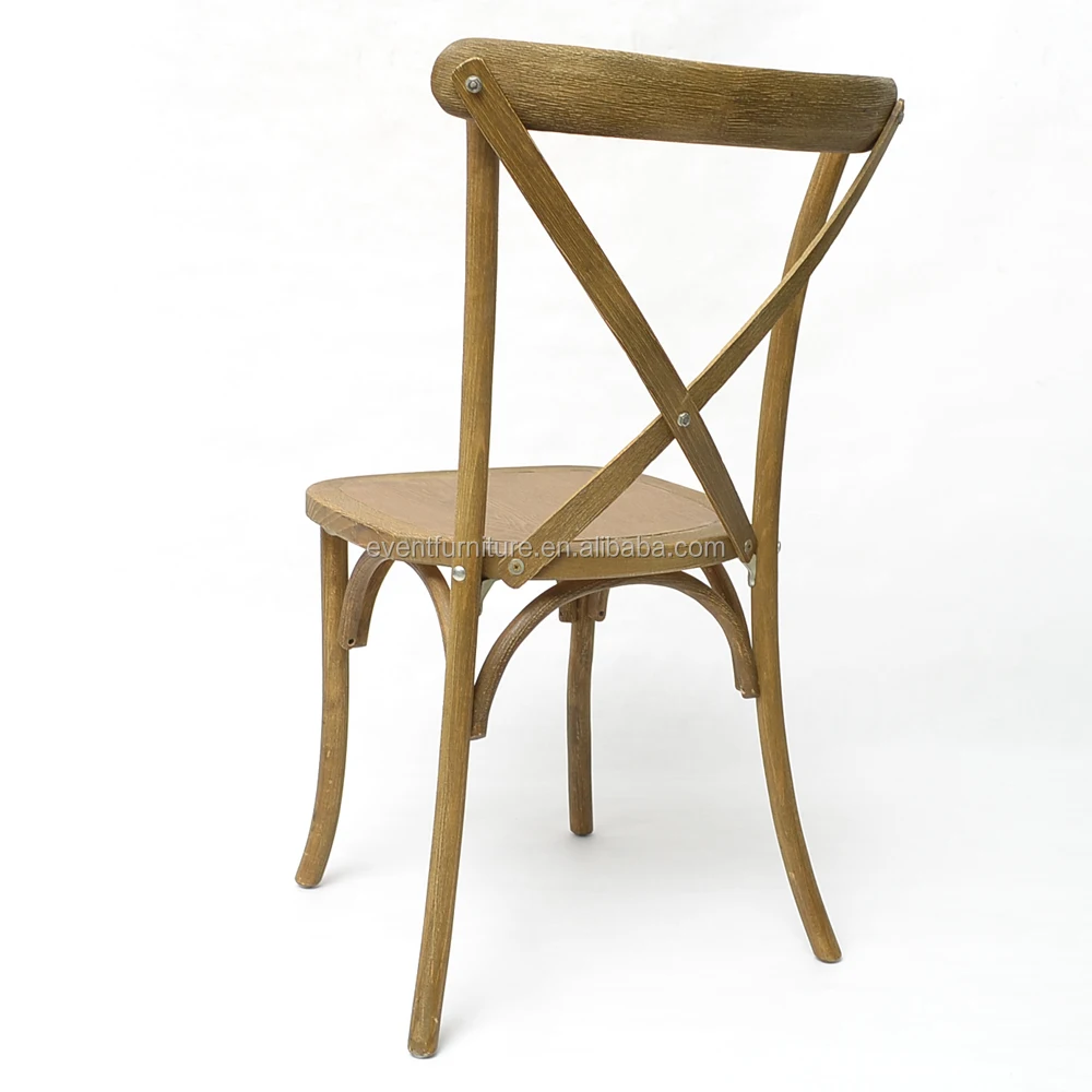 French style rustic solid wood cross back chair