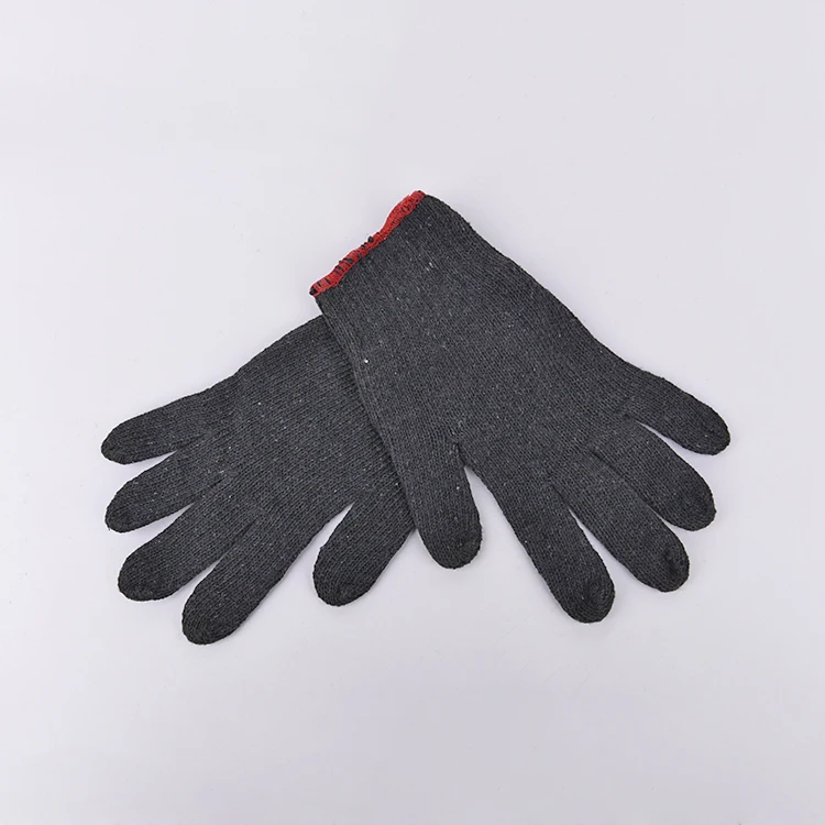 Cheap Grey Cotton Gloves Red Overlock Heavy Duty Warehouse Move Knitted Cotton Working Anti Slip Machinist Safety Tools Gloves