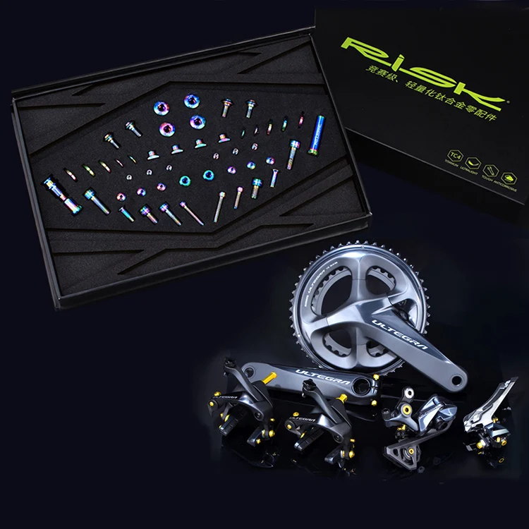49Pcs Risk R8000 Titanium Alloy Bike Bolts Unit-SL 3 Colors Bicycle C Brake Front Rear Derailleur Adjust Screws for Road Bike