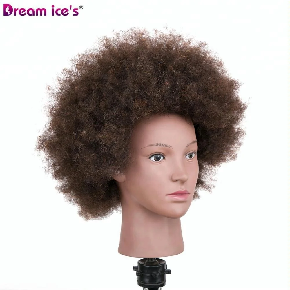 Wholesale African Barber Men Braiding Practice Hairdresser Training Doll Head,Human Curly Hair Styling Afro Male Mannequin Head
