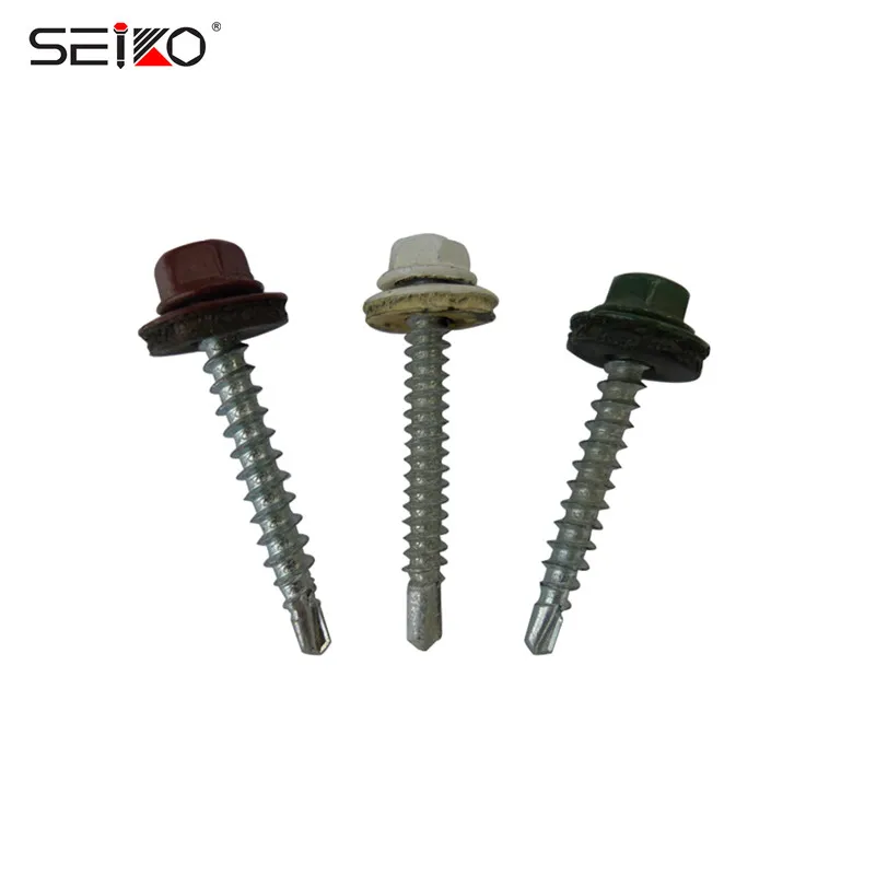 
Painted Hex Washer Head Reduced Point Self Drilling Roofing Screws 