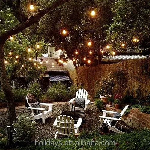 Green 25 Clear Bulbs Commercial Outdoor G40 Globe String Lights