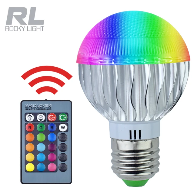 3W 5W 9W E27 base IR Remote Controller rgbw color changing light lamp led rgb bulb
