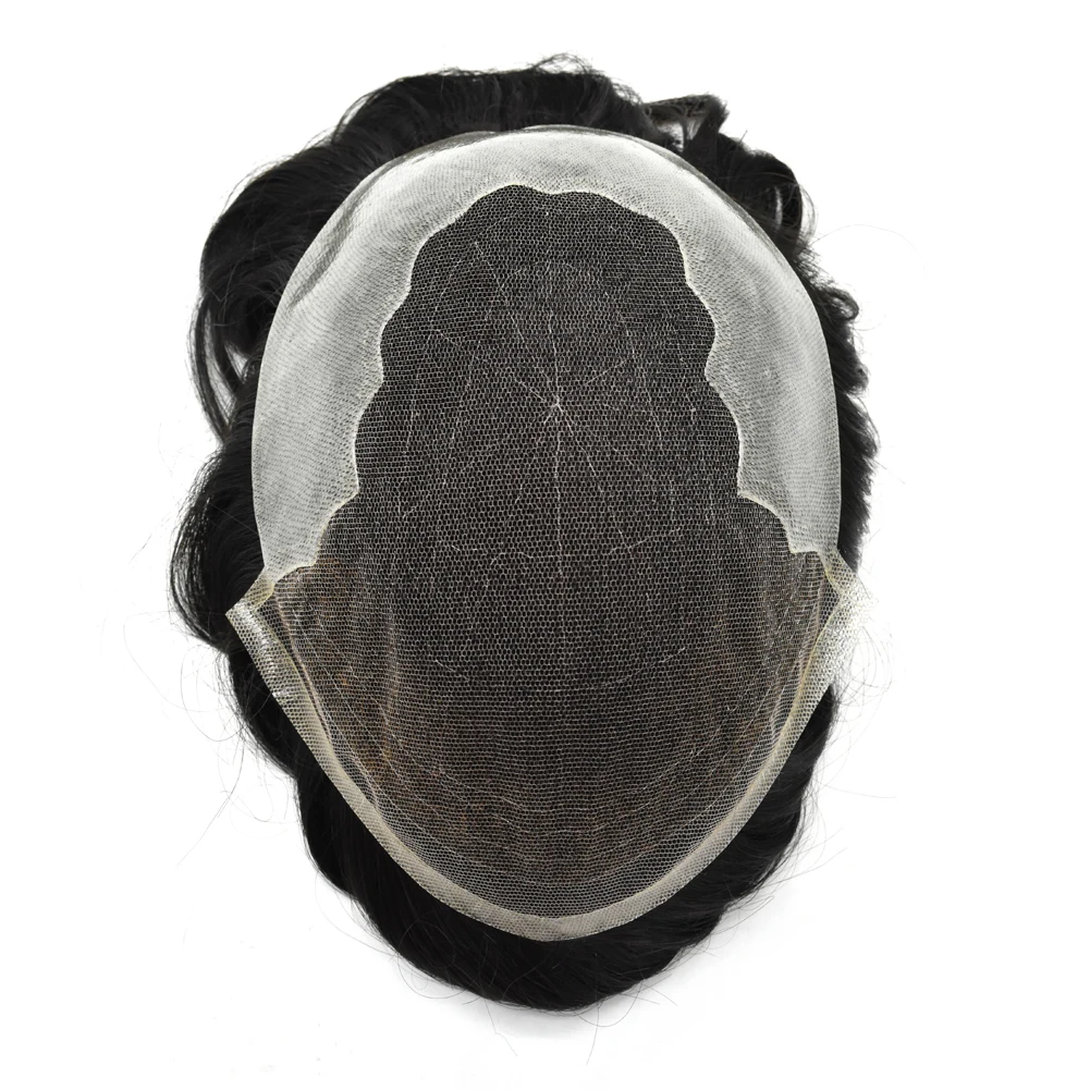 
French Lace+ Pu Q6 Men Toupee Human Hair System Natural Color Remy Human Hair Toupee For Men Hair pieces 