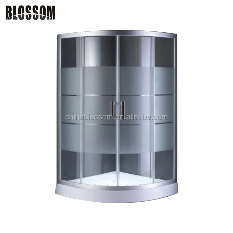 Bathroom corner sector cheap acid etched glass door enclosed shower cabin