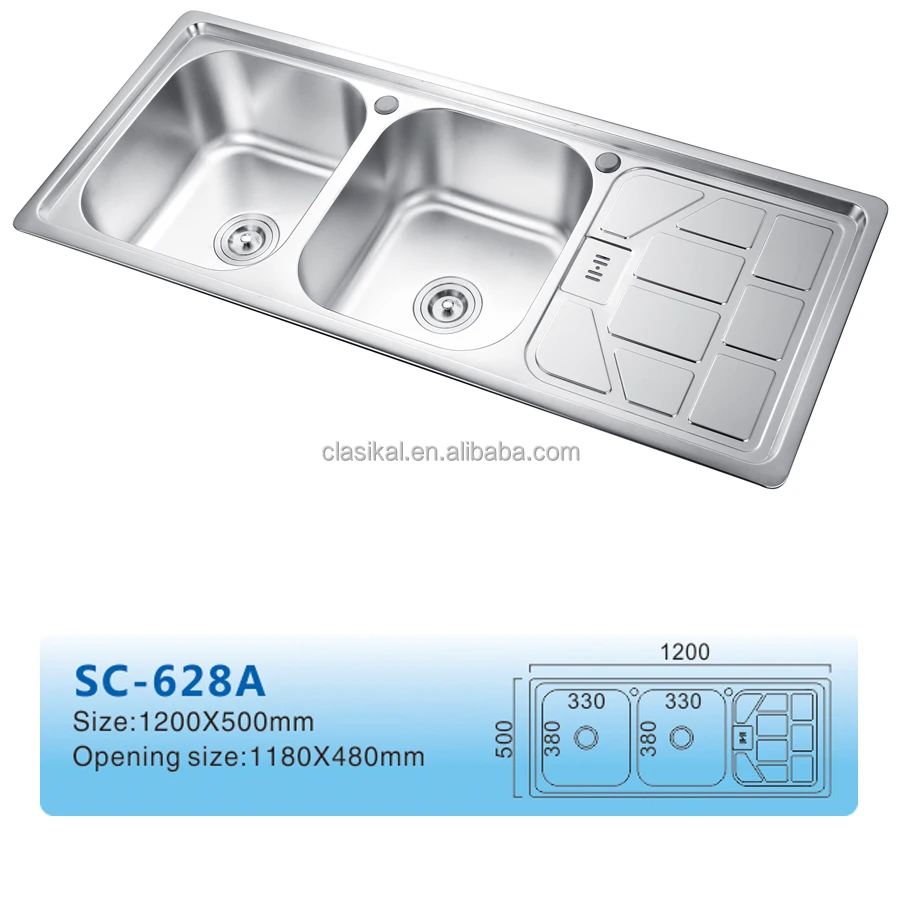 Kitchen Sink with Tray Stainless Steel 621A UCPC High Quality Large Size Square Modern Dining Above Counter Basin Brushed CN;GUA