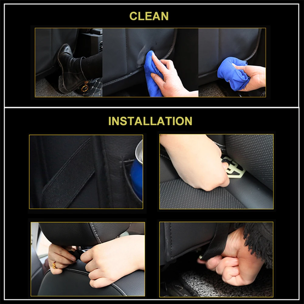 Black Car Backseat Organizer with Table Tray for Kids Travel with PU Leather Foldable Dining Table Desk Stowing Tidying Storage