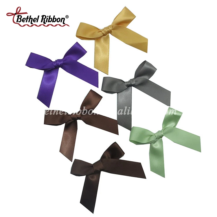2018 popular wholesale small satin bows/make satin ribbon bow/pre-made ribbon bow